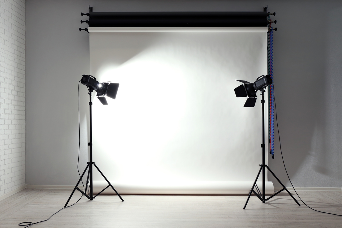 Empty Photo Studio with Lighting Equipment