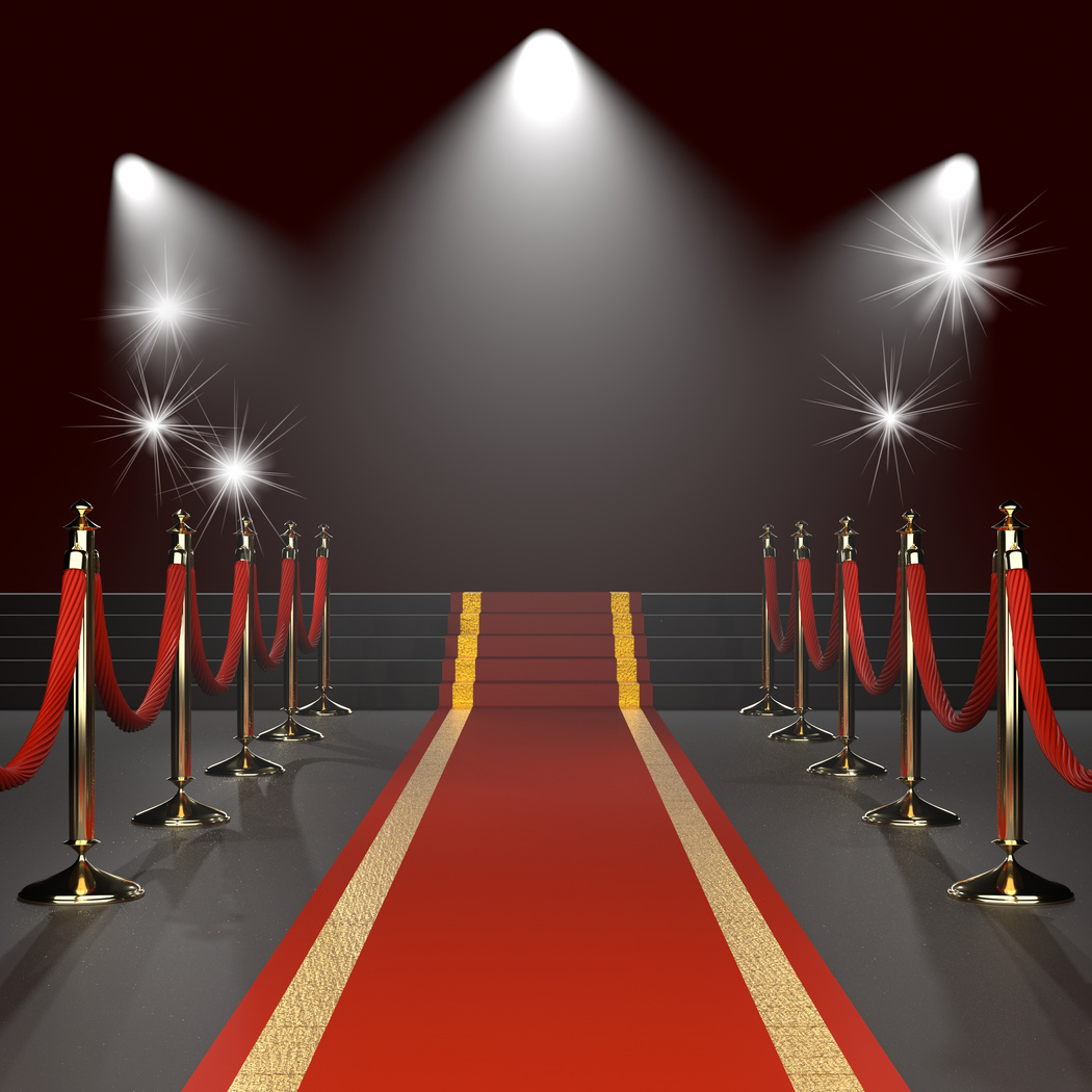 Red Carpet with Red Ropes on Golden Stanchions